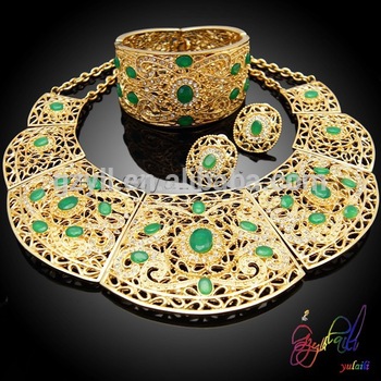 Fashion Costume African Jewelry Sets Elegant 22k Gold Plated .