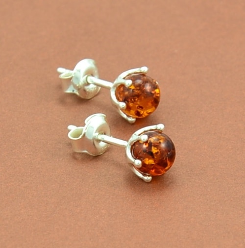 Baltic Amber Stud Earrings. Excellent Quality Amber Jewelr