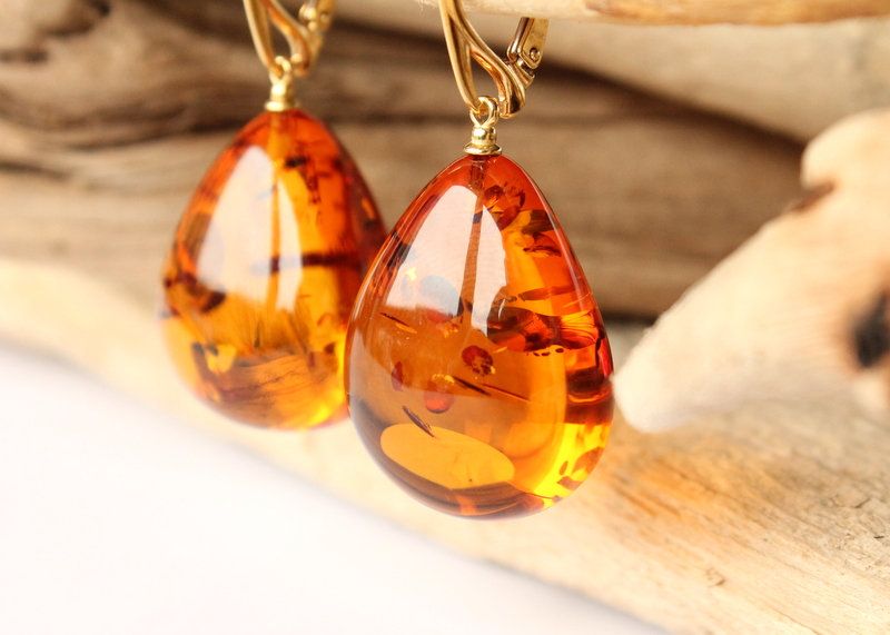 Massive golden amber earrings teardrop amber earrings natural .
