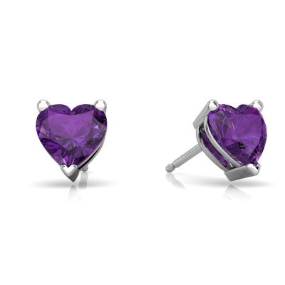 Amethyst Heart Stud earrings E1862-WAM