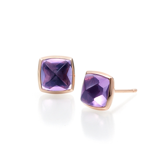 14K Rose Gold and Amethyst Stud Earrings | Jewelis
