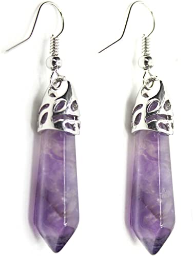 Amazon.com: Purple Amethyst Earrings, Natural Quartz Semi Precious .