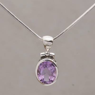 Amethyst and Sterling Silver Paw Print Pendant Necklace - Precious .
