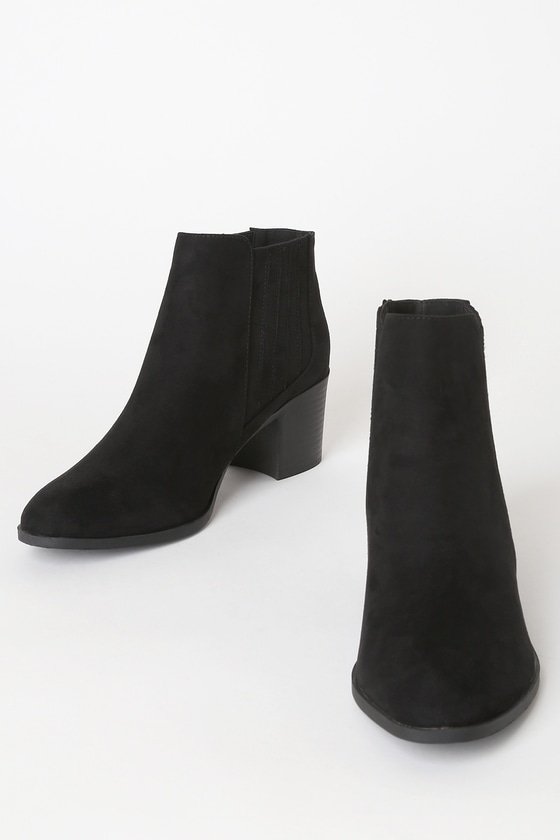 Chic Black Boots - Vegan Suede Booties - Ankle Booties - Booti