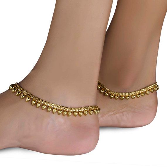 Simple Gold Plated Anklets for Daily wear by Variation | Anklet .