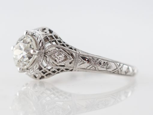 Filigree Diamond Solitaire Engagement Ring 1920