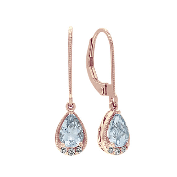 Vintage Aquamarine and Diamond Dangle Earrings | Shane C