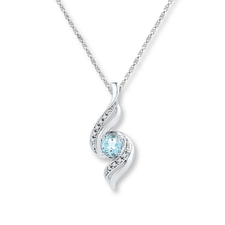 Aquamarine Necklace Diamond Accents Sterling Silver | Womens .
