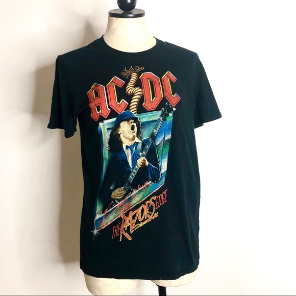 Liquid Blue Tops | Acdc Band Tee Shirt Black Rocker Merchandise .