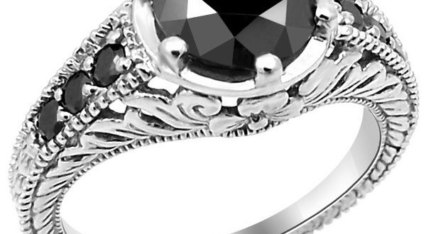 2 Carat Black Diamond Antique Style Engagement Ri