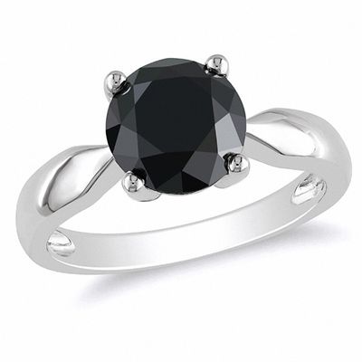 3 CT. Enhanced Black Diamond Solitaire Ring in 10K White Gold .