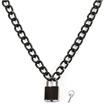 Amazon.com: Black Pad Lock Gothic Necklace Pendant Black Chain .