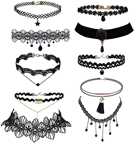 Amazon.com: Trasfit 10 Pieces Lace Choker Necklace for Women Girls .