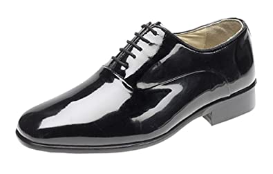 Montecatini Men's Patent Leather Oxford Shoes Leather Sole, Black .