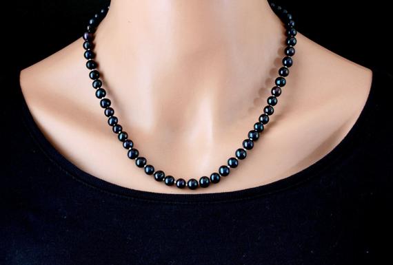 Black Pearl Necklace Freshwater Pearl Necklace Pearl Choker | Et