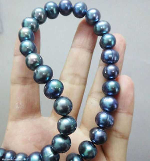 Genuine 8-9mm Tahitian Black Pearl Necklace 18inch for sale online .