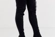 ASOS DESIGN Knowledge lace up thigh high boots in black | AS