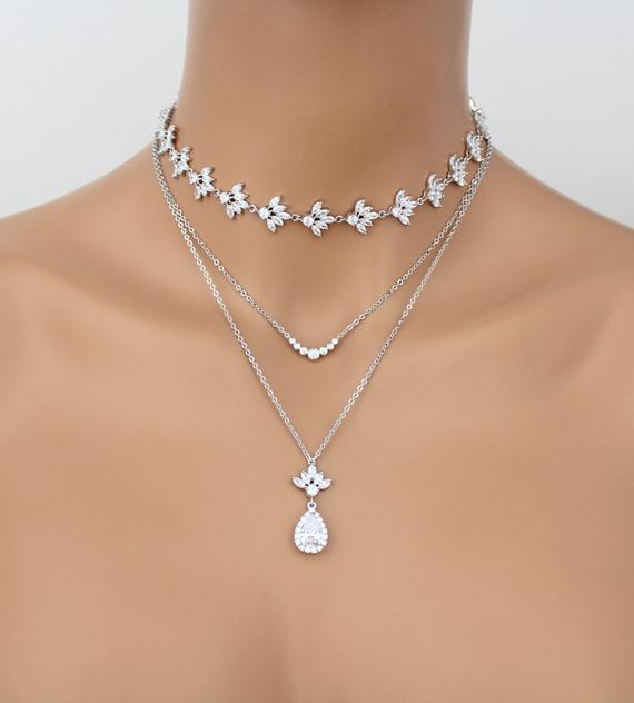 Layered Bridal necklace Bridal jewelry Layered choker necklace | Et
