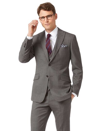 Grey slim jaspe business suit jacket | Charles Tyrwhi
