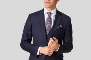 Twill Business Suit Jacket - Navy | Charles Tyrwhi