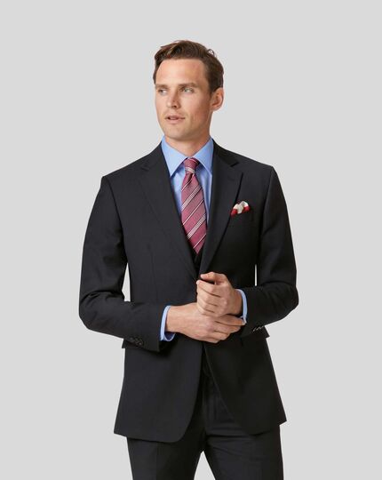 Twill Business Suit Jacket - Black | Charles Tyrwhi