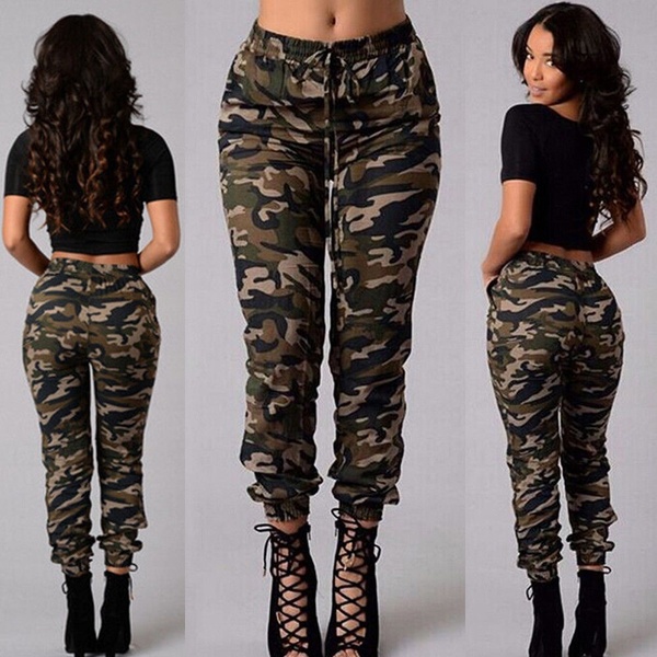 Women Camouflage Pants Camo Casual Cargo Joggers Military Army .