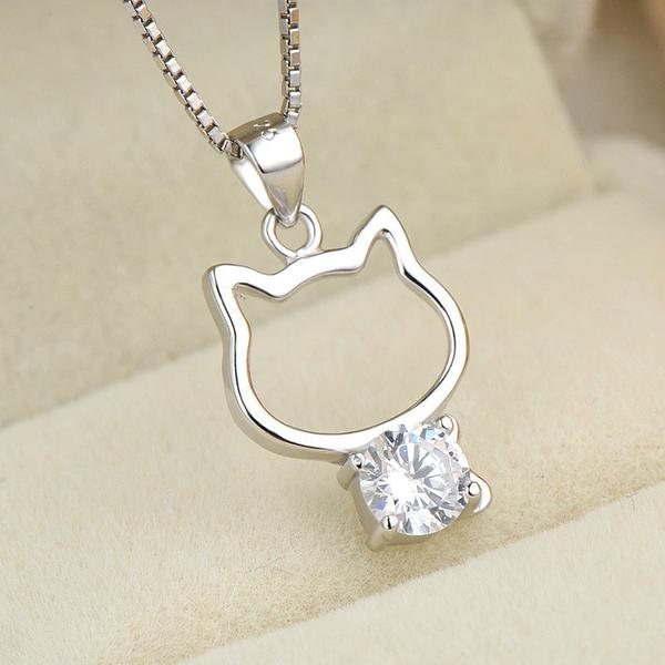 Cat Lover Silver Necklace is Now Available at Crazycatsh
