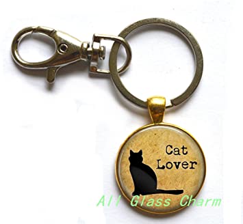 Amazon.com: Charming Keychain，Cat Lover - Cat Jewellery - Cat .