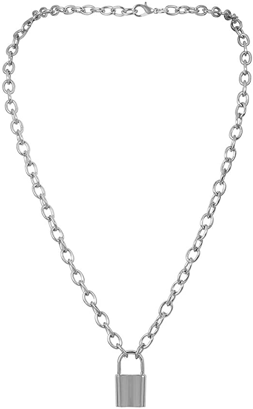 Amazon.com: Krun Y Necklace Lock Pendant Simple Cute Necklaces .