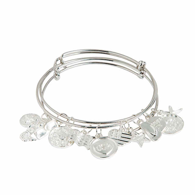Inspiring Charms Expandable Silvertone Bangle Bracelets | Oriental .