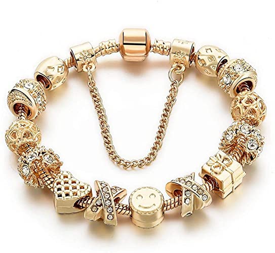 Amazon.com: Charm Bracelets for Women Gold Plated Snake Chain .