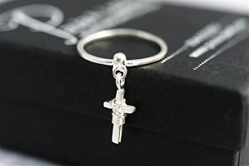 Amazon.com: Cross Dangle Ring, Sterling Silver Thin Charm Stacking .