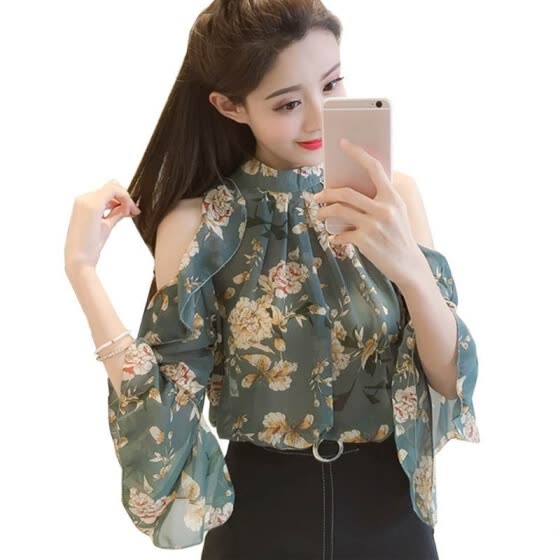 Shop New Style Casual Women Chiffon Blouse Tops and Blouses Stand .