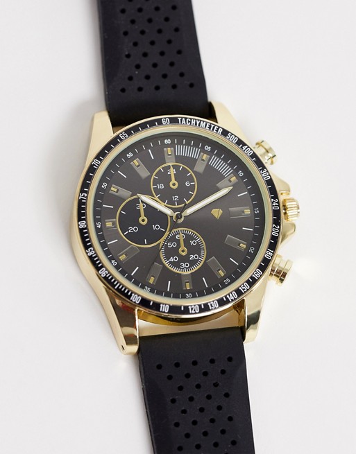 Spirit design mens chronograph watch with black strap | AS