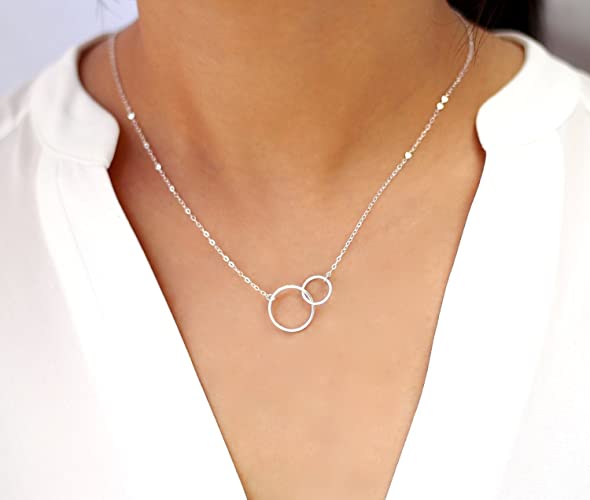 Amazon.com: Interlocking Circle Necklace, Double Circle Pendant .