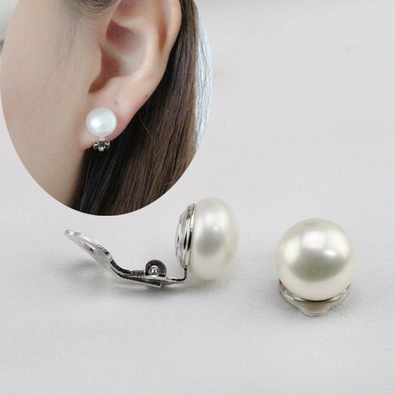 Clip pearl earringspearl clip earrings studfreshwater pearl | Et