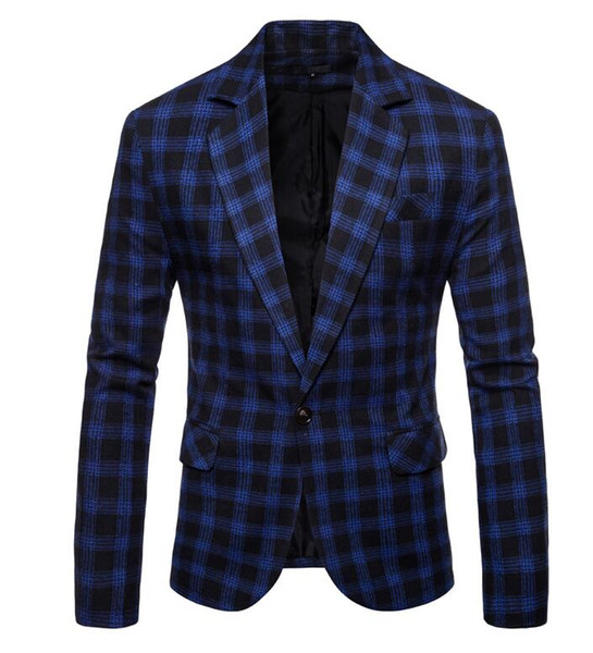 2020 Suits Men Blazer Casual Fashion Check Coat Masculino Slim .