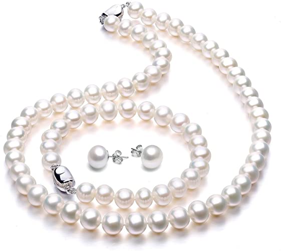 Amazon.com: Freshwater Cultured Pearl Necklace Set Includes .