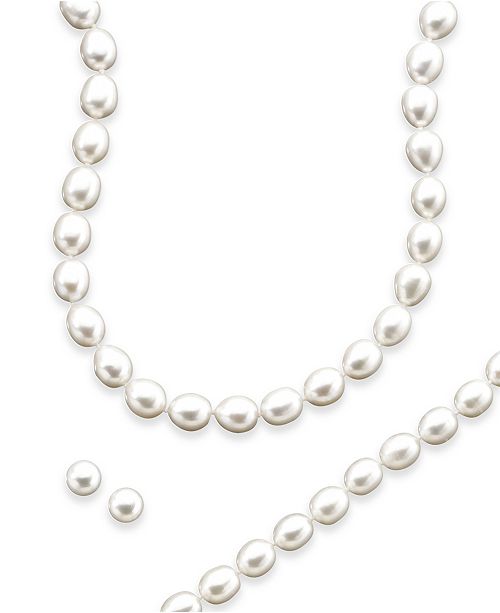 Macy's Sterling Silver Cultured Freshwater Pearl Necklace .