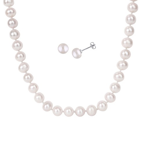 9-10mm Freshwater Cultured Pearl Necklace And 8-9mm Freshwater .