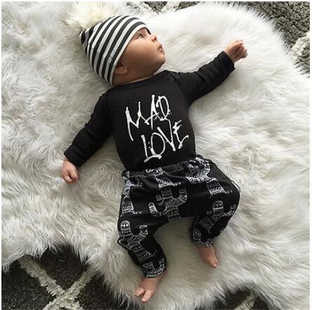 2016NEW Autumn baby boy girl clothing set Casual suit black cute .