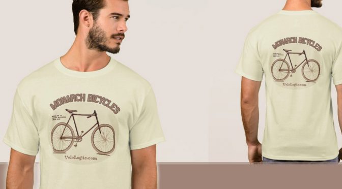 Cycling Tee Shirt - the "Monarch" with vintage bicyc