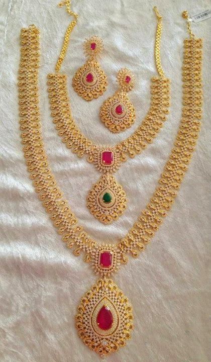 Beautiful Gold Coated designer jewellery from SAMSKRUTHI JEWELLERS .