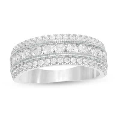 1-1/3 CT. T.W. Diamond Multi Row Vintage-Style Anniversary Ring in .