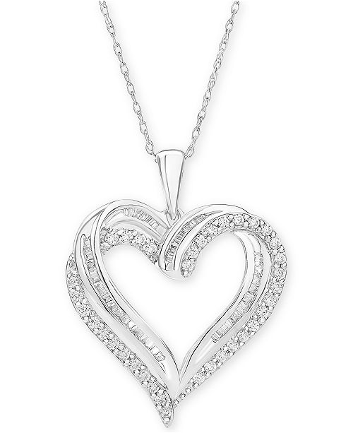 Macy's Diamond Heart Pendant 18" Necklace (1/2 ct. t.w.) & Reviews .