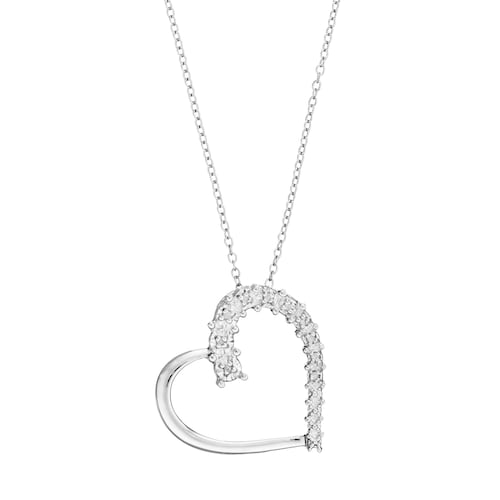 Sterling Silver 1/10 Carat T.W. Diamond Heart Pendant Neckla