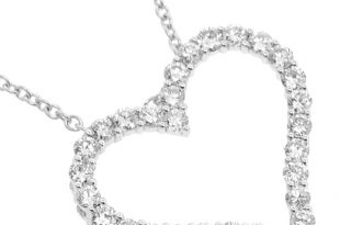 Womens Diamond Heart Pendant Necklace 18K White Gold 1.64ct 1