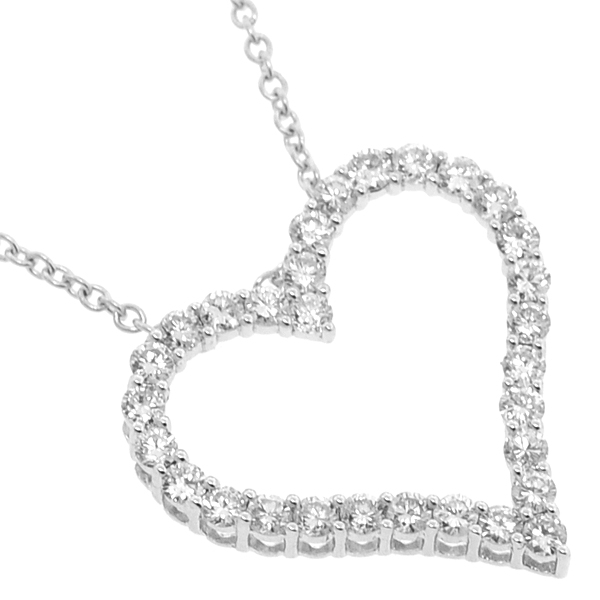 Womens Diamond Heart Pendant Necklace 18K White Gold 1.64ct 1