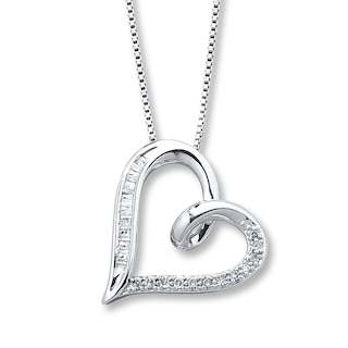 Diamond Heart Necklace 1/10 carat tw Sterling Silver | Womens .