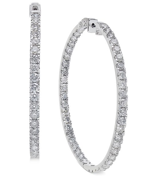 Macy's Diamond Large Inside & Out Hoop Earrings (10 ct. t.w.) in .